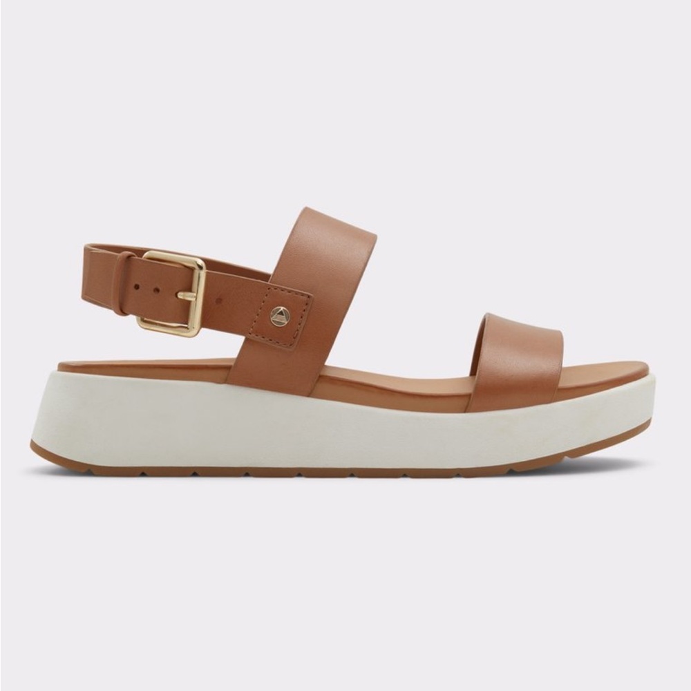 Aldo Brown and White Platform Sandals